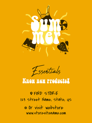Custom Retail Cards Multiple Sizes Summer Essentials