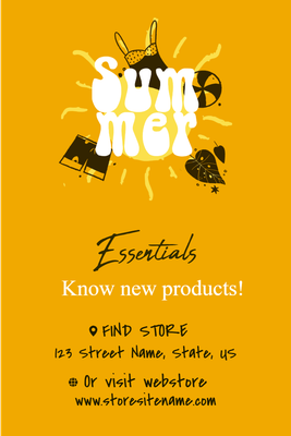 Custom Retail Cards Multiple Sizes Summer Essentials