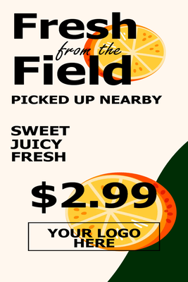 Custom Retail Cards Multiple Sizes Organic Produce