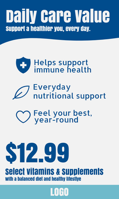 Custom Retail Cards Multiple Sizes Daily Care Value