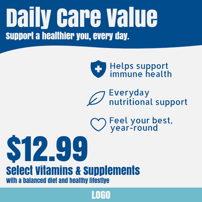 Custom Retail Cards Multiple Sizes Daily Care Value