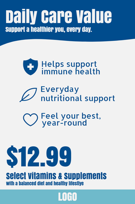 Custom Retail Cards Multiple Sizes Daily Care Value