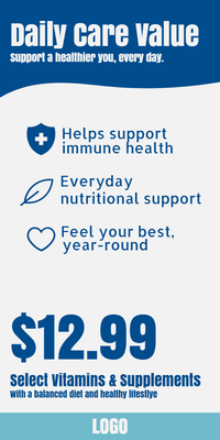 Custom Retail Cards Multiple Sizes Daily Care Value