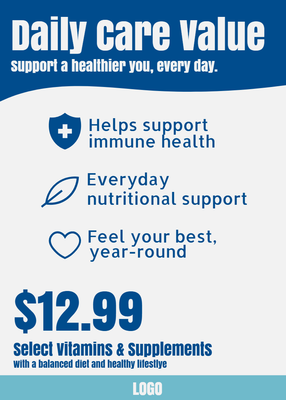 Custom Retail Cards Multiple Sizes Daily Care Value