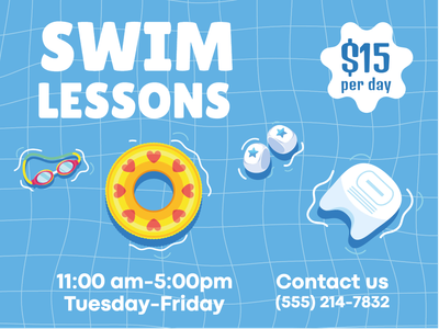 Custom Outdoor Yard Signs Multiple Sizes Swim Lessons