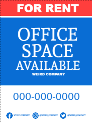 Custom Outdoor Yard Signs Multiple Sizes Office Space Available