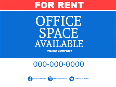 Custom Outdoor Yard Signs Multiple Sizes Office Space Available