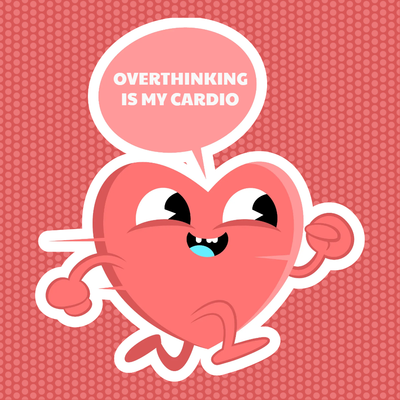 Custom Stickers Multiple Sizes Overthinking Cardio