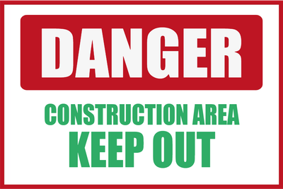 Custom Outdoor Yard Signs Multiple Size Danger Construction Area