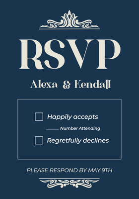 Custom Wedding Stationery Multiple Sizes RSVP Card