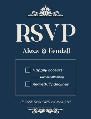 Custom Wedding Stationery Multiple Sizes RSVP Card