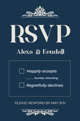 Custom Wedding Stationery Multiple Sizes RSVP Card