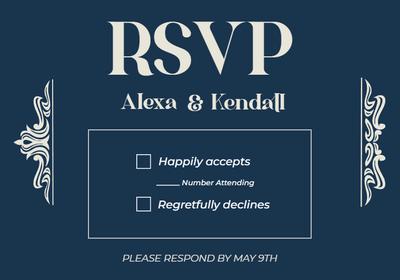 Custom Wedding Stationery Multiple Sizes RSVP Card