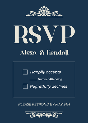 Custom Wedding Stationery Multiple Sizes RSVP Card