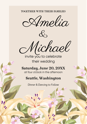 5x7 Custom Wedding Stationery Amelia & Michael
