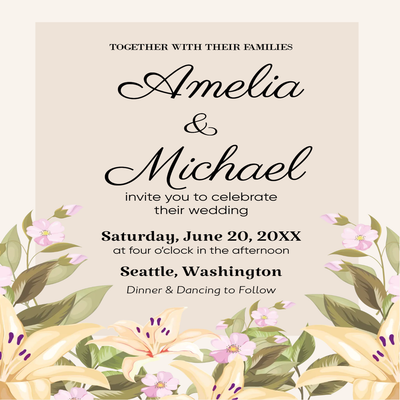 5x7 Custom Wedding Stationery Amelia & Michael