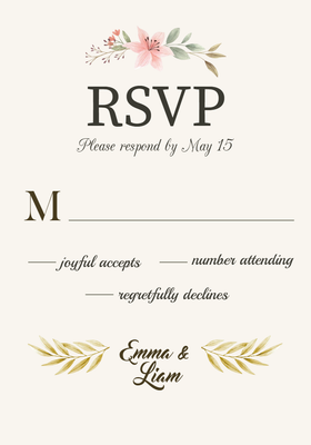 Custom Wedding Stationery Multiple Sizes RSVP Card