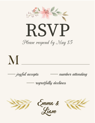 Custom Wedding Stationery Multiple Sizes RSVP Card