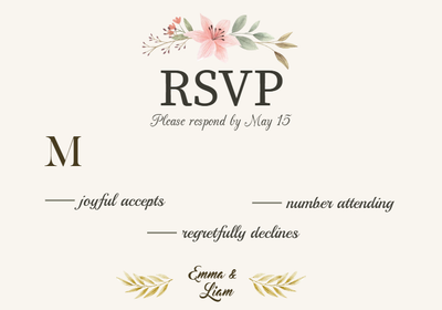 Custom Wedding Stationery Multiple Sizes RSVP Card