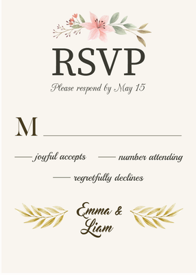 Custom Wedding Stationery Multiple Sizes RSVP Card