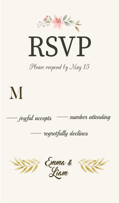 Custom Wedding Stationery Multiple Sizes RSVP Card