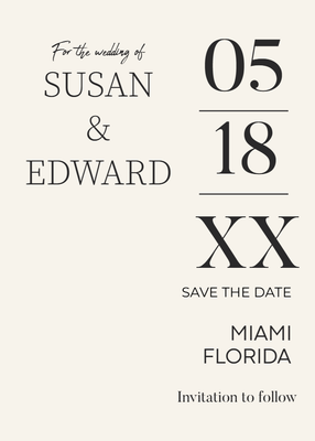 Custom Wedding Stationery Multiple Sizes Minimalist Wedding Date