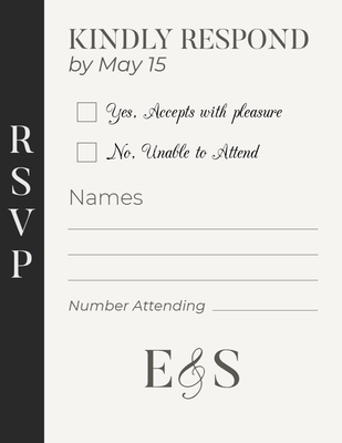 Custom Wedding Stationery Multiple Sizes Minimalist RSVP Card