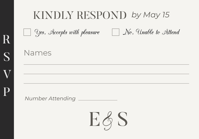 Custom Wedding Stationery Multiple Sizes Minimalist RSVP Card