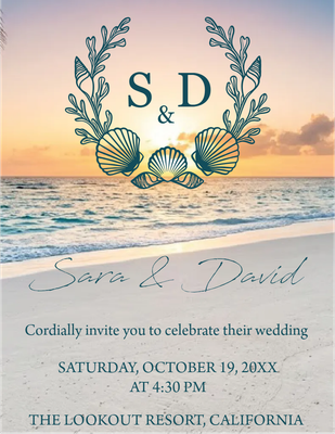 Custom Wedding Stationery Multiple Sizes Sara & David