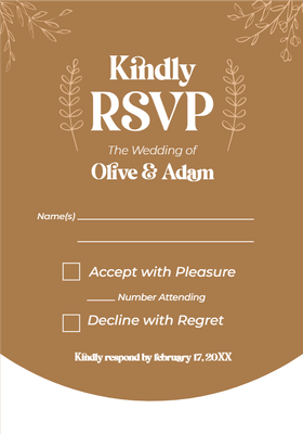 Custom Wedding Stationery Multiple Sizes Rustic RSVP Card