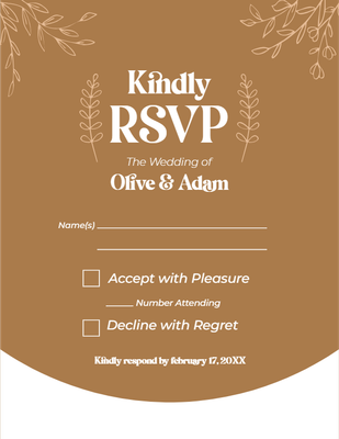 Custom Wedding Stationery Multiple Sizes Rustic RSVP Card