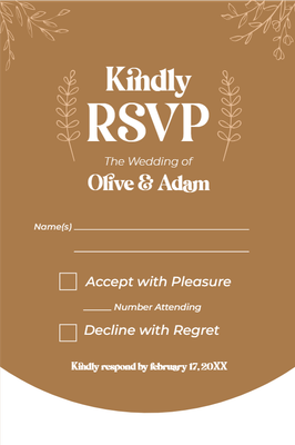 Custom Wedding Stationery Multiple Sizes Rustic RSVP Card