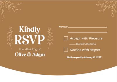Custom Wedding Stationery Multiple Sizes Rustic RSVP Card