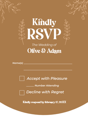 Custom Wedding Stationery Multiple Sizes Rustic RSVP Card
