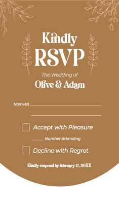 Custom Wedding Stationery Multiple Sizes Rustic RSVP Card