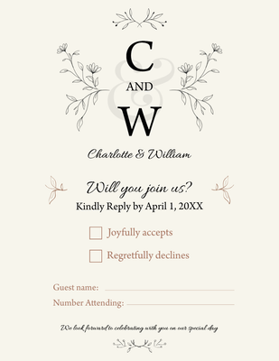 Custom Wedding Stationery Multiple Sizes C & W