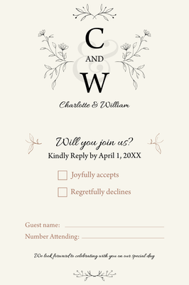 Custom Wedding Stationery Multiple Sizes C & W