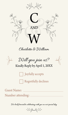 Custom Wedding Stationery Multiple Sizes C & W