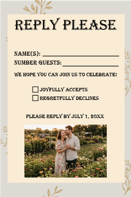 Custom Wedding Stationery Multiple Sizes Floral RSVP Invitation